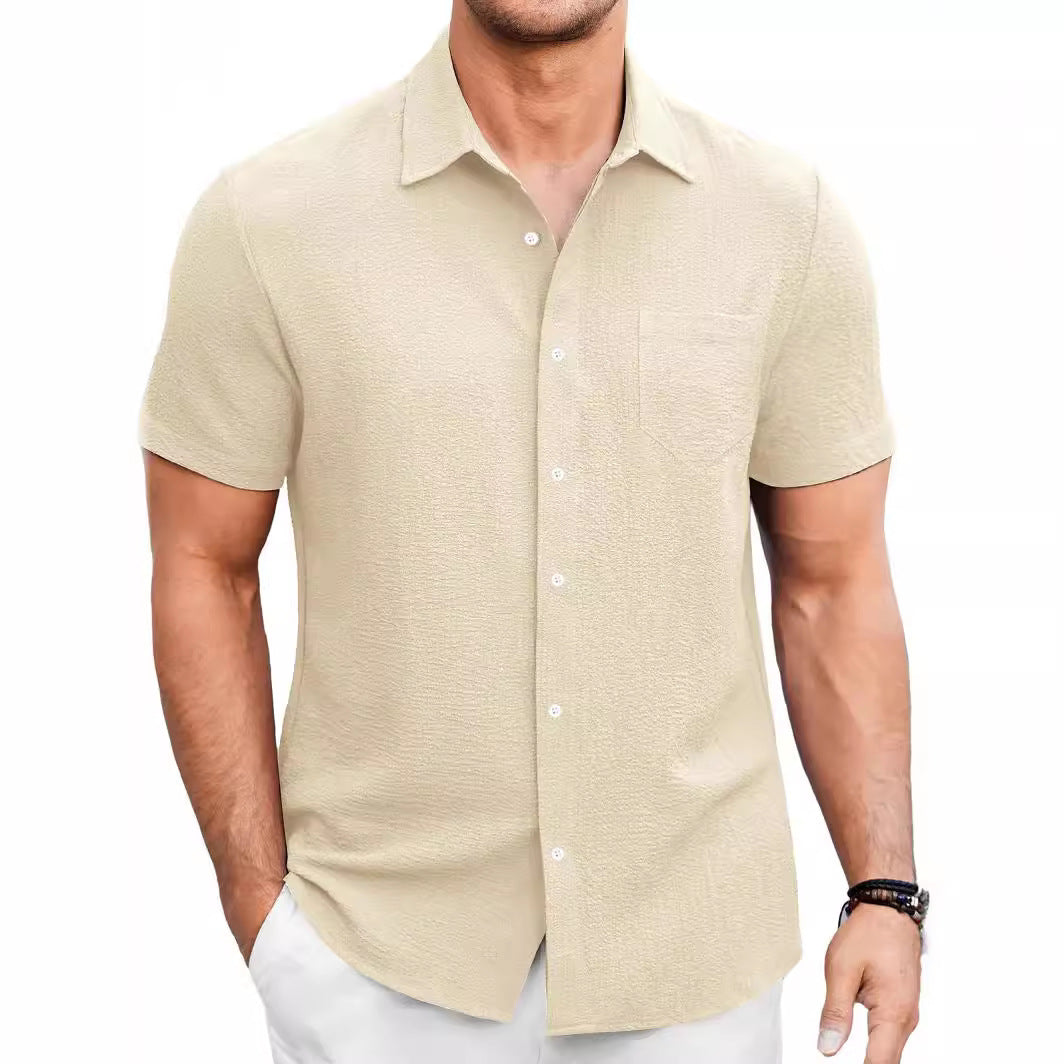 Men's Summer Solid Color Short Sleeve Shirt