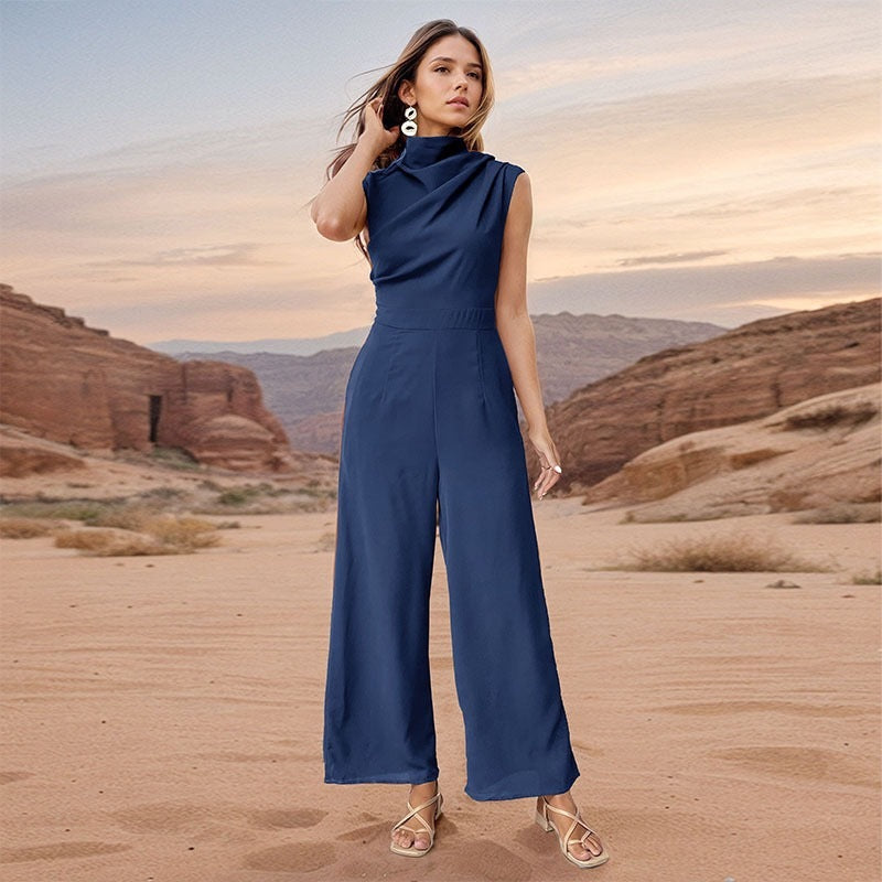 Casual Sleeveless Solid Color Jumpsuit