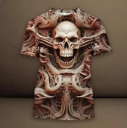 Men's 3D Skull Pattern Printed T-shirt