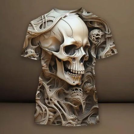 Men's 3D Skull Pattern Printed T-shirt