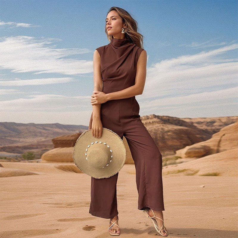 Casual Sleeveless Solid Color Jumpsuit