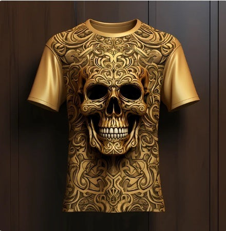 Men's 3D Skull Pattern Printed T-shirt